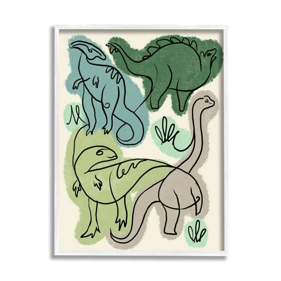 Stupell Industries Abstract Dinosaur Safari Reptiles Modern Linework Design, 16 x 20, Design by Daphne Polselli
