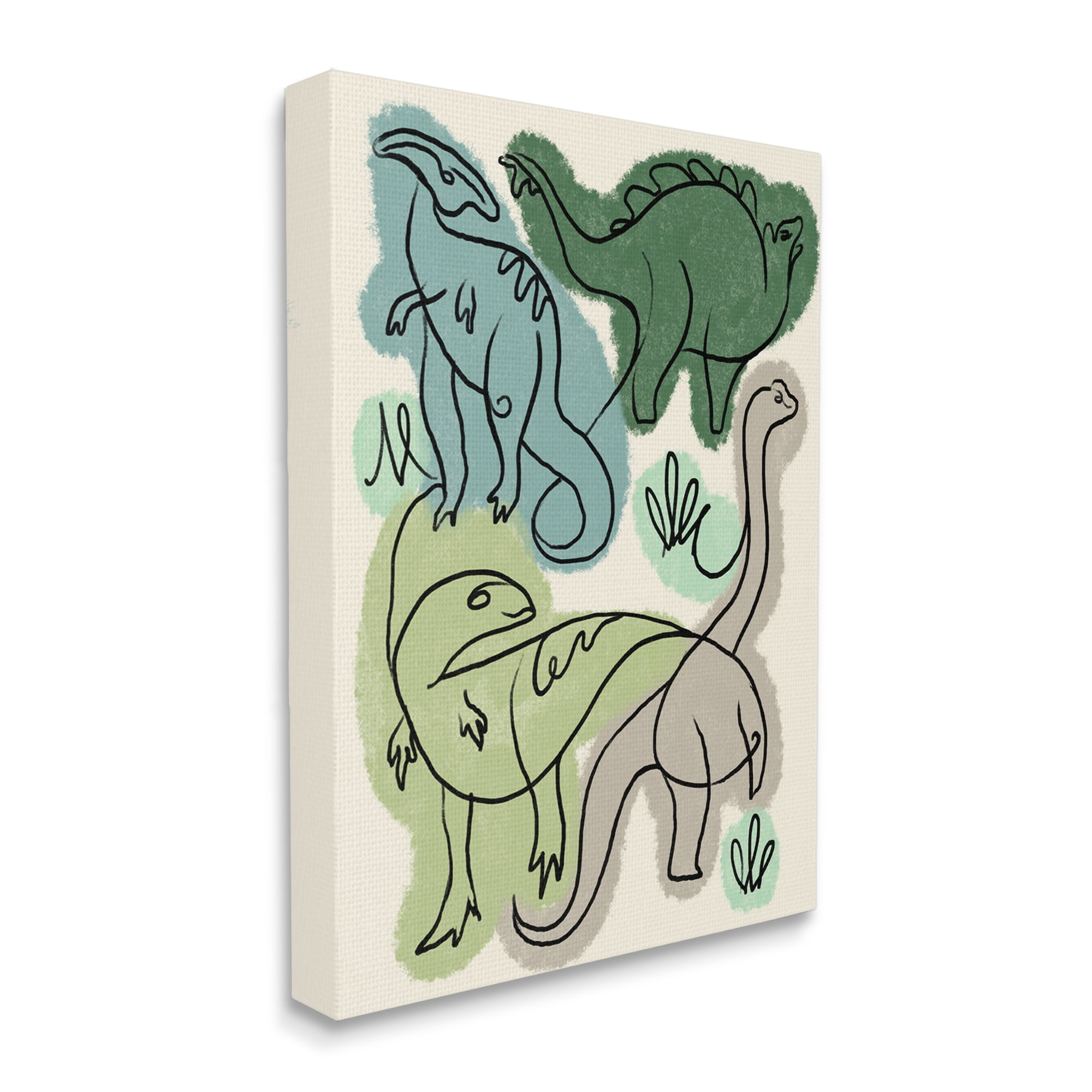 Stupell Industries Abstract Dinosaur Safari Reptiles Modern Linework Design Animals & Insects Painting Gallery Wrapped Canvas Print Wall Art, 36 x 48