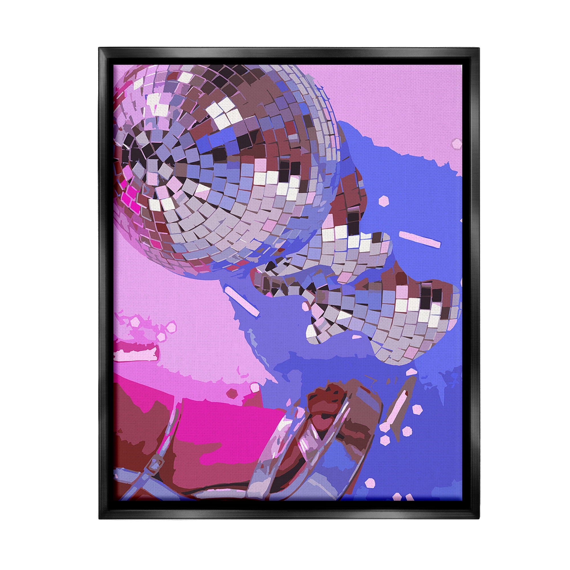 Stupell Industries Abstract Disco & Shoes Abstract Painting Black Floater Framed Canvas Art Print Wall Art, 25 x 31