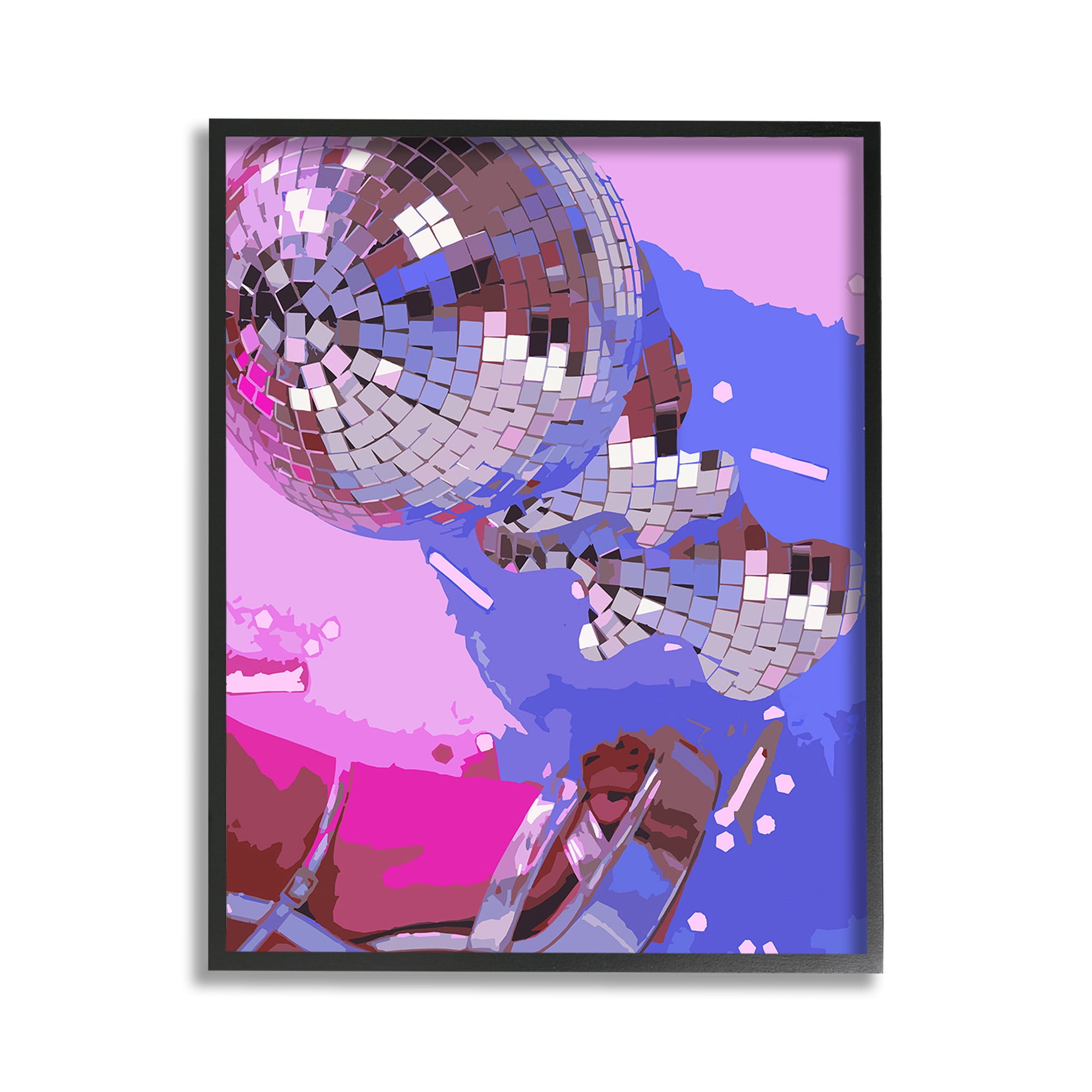 Stupell Industries Abstract Disco & Shoes Abstract Painting Black Framed Art Print Wall Art, 11 x 14