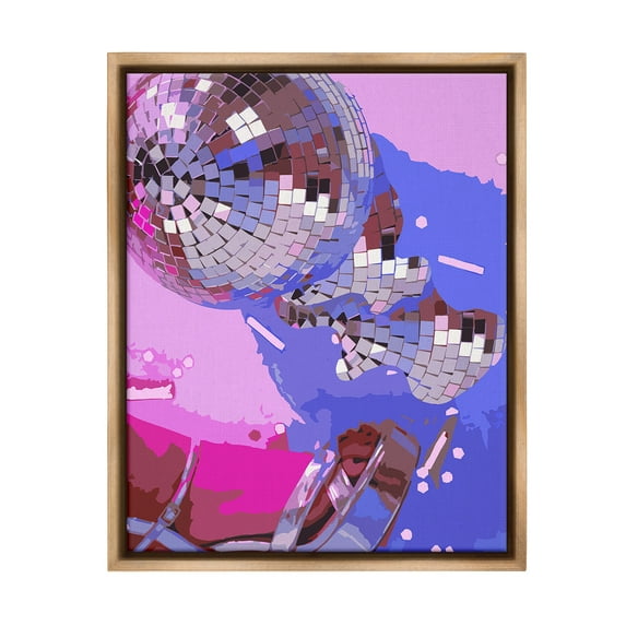 Stupell Industries Abstract Disco & Shoes Abstract Painting Brown Floater Framed Canvas Art Print Wall Art, 17 x 21