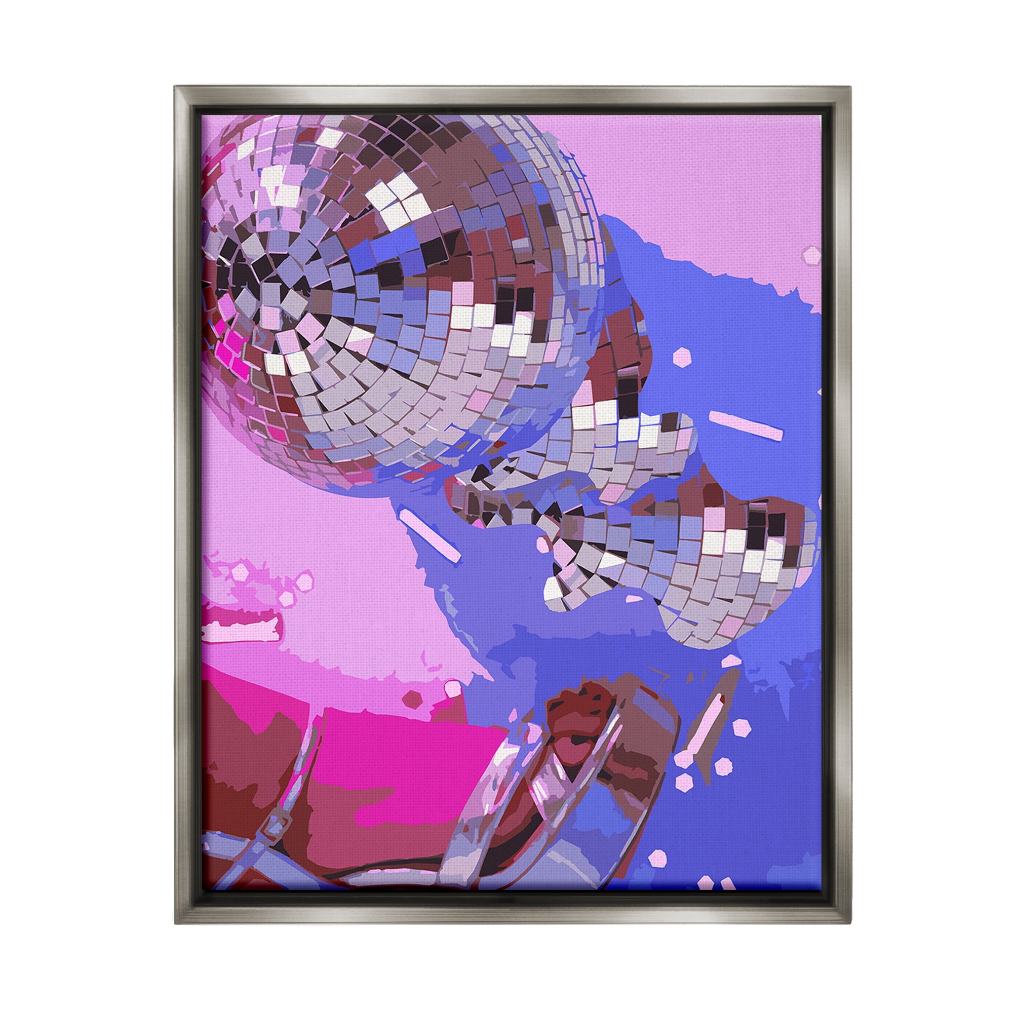 Stupell Industries Abstract Disco & Shoes Abstract Painting Gray Floater Framed Canvas Art Print Wall Art, 17 x 21