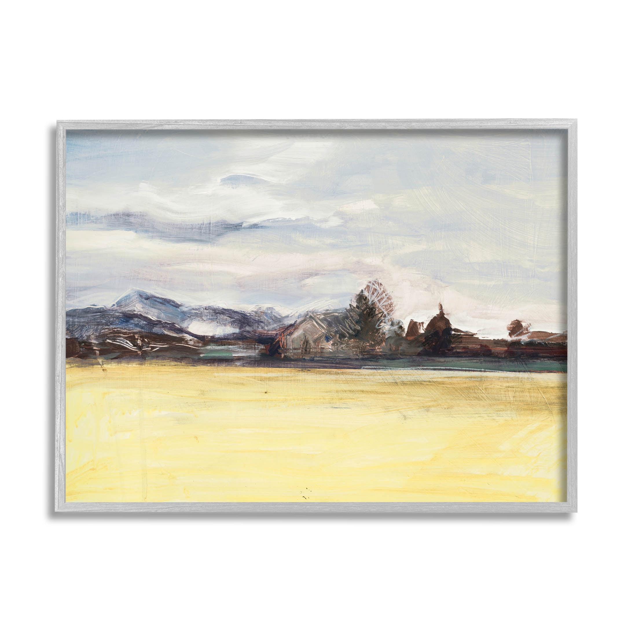 Stupell Industries Abstract Distant House Scenery Painting Gray Framed Art Print Wall Art, Design by Stacy Pollard