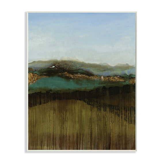 Stupell Industries Abstract Distant Mountain Range Landscape Blue Sky,10 x 15,Designed by Ruth Fromstein