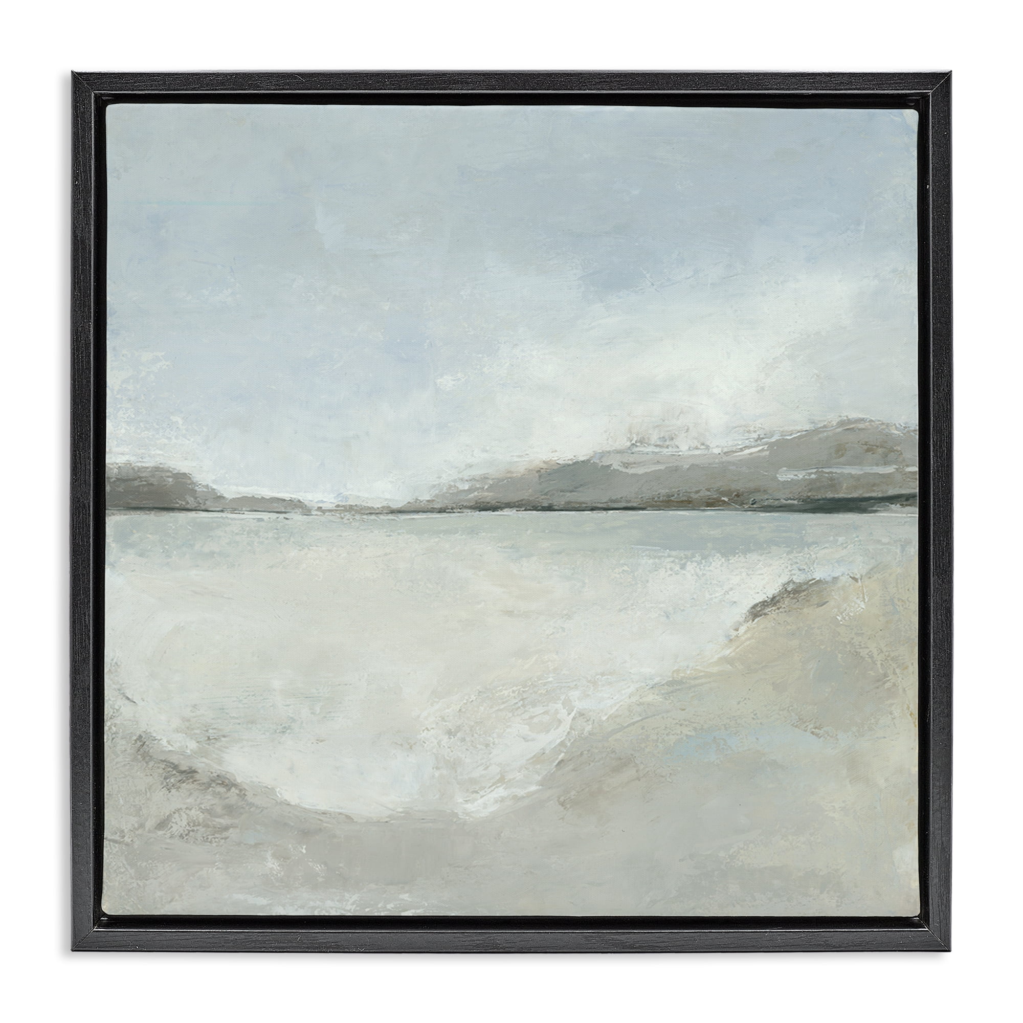 Stupell Industries Abstract Distressed Beach Landscape & Nature Painting Black Floater Framed Canvas Art Print Wall Art, 18 x 18