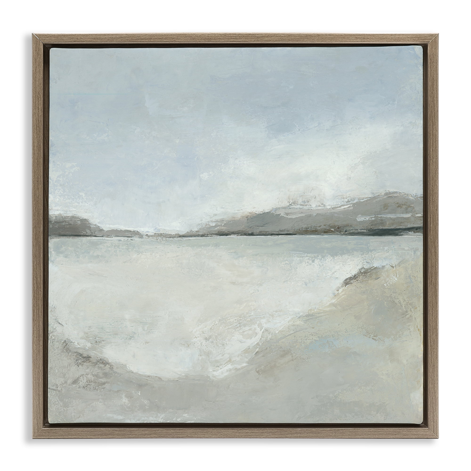 Stupell Industries Abstract Distressed Beach Landscape & Nature Painting Brown Floater Framed Canvas Art Print Wall Art, 18 x 18
