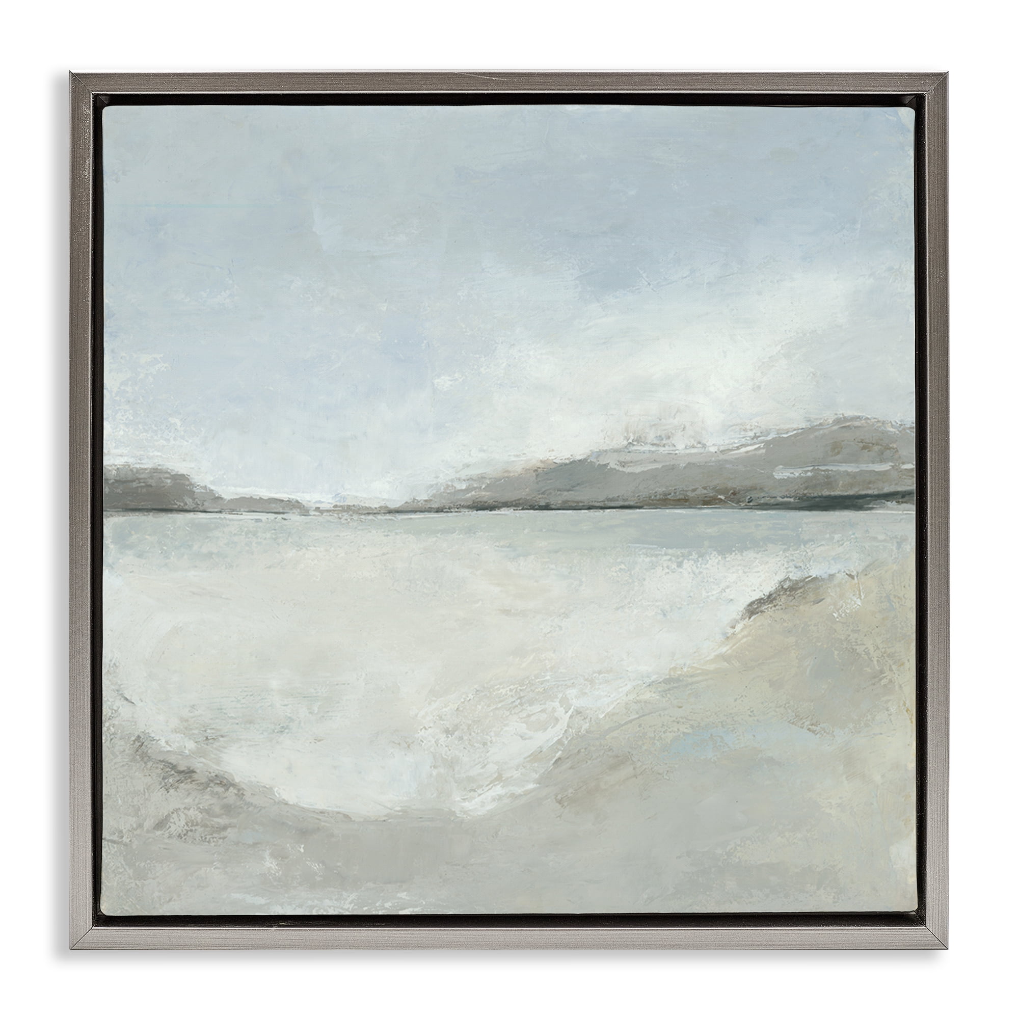 Stupell Industries Abstract Distressed Beach Landscape & Nature Painting Gray Floater Framed Canvas Art Print Wall Art, 18 x 18