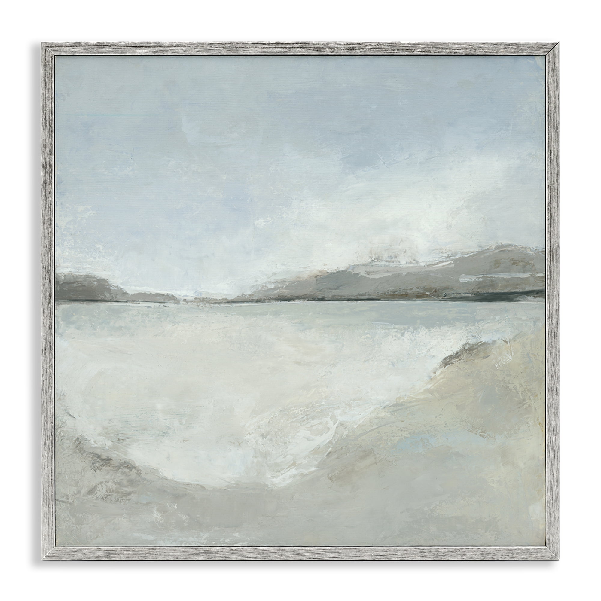 Stupell Industries Abstract Distressed Beach Landscape & Nature Painting Gray Framed Art Print Wall Art, 17 x 17