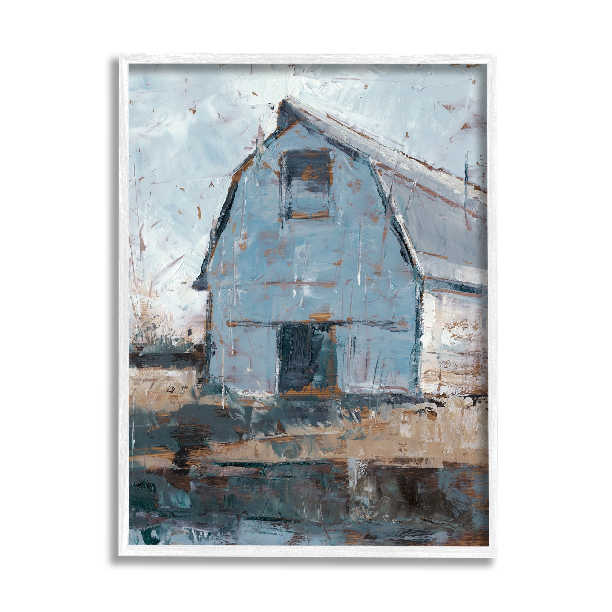 Stupell Industries Abstract Distressed White Barn Farm Architecture Graphic Art Framed Art Print Wall Art, 11x14, By Ethan Harper