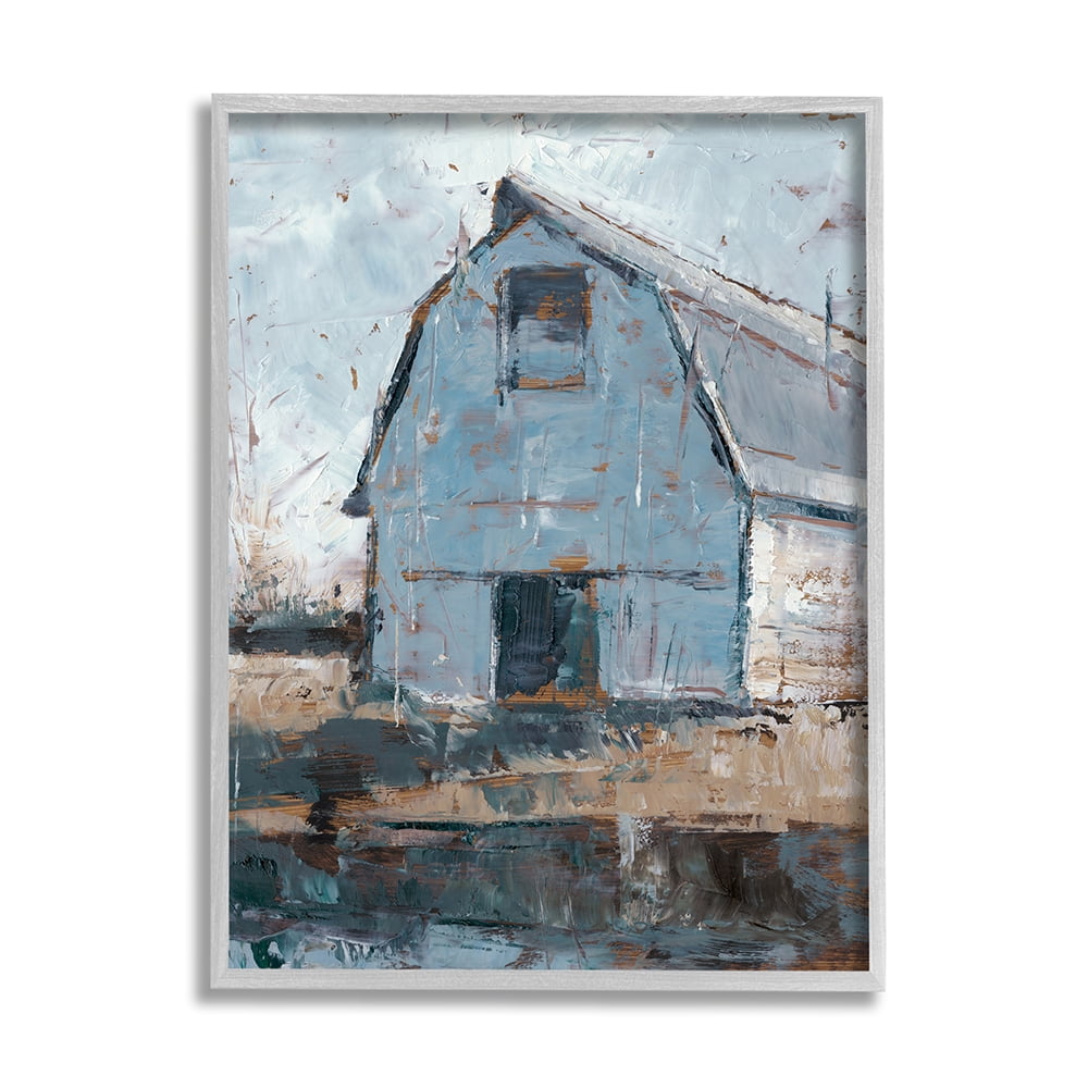 Stupell Industries Abstract Distressed White Barn Farm Architecture Gray Framed by Ethan Harper