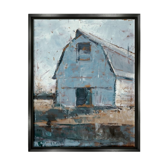 Stupell Industries Abstract Distressed White Barn Farm Architecture Jet Black Framed Floating Canvas Wall Art, 16x20, by Ethan Harper