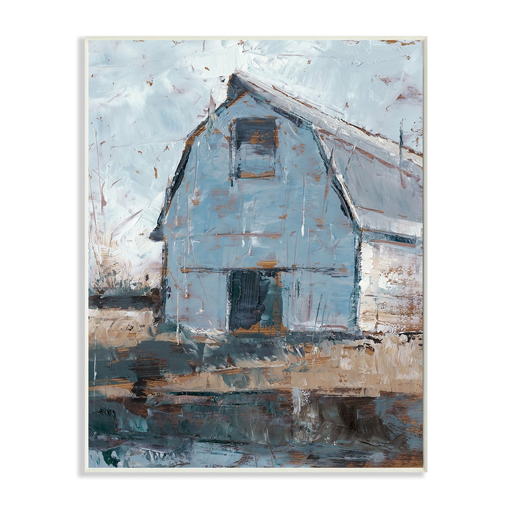 Stupell Industries Abstract Distressed White Barn Farm Architecture Wall Plaque by Ethan Harper