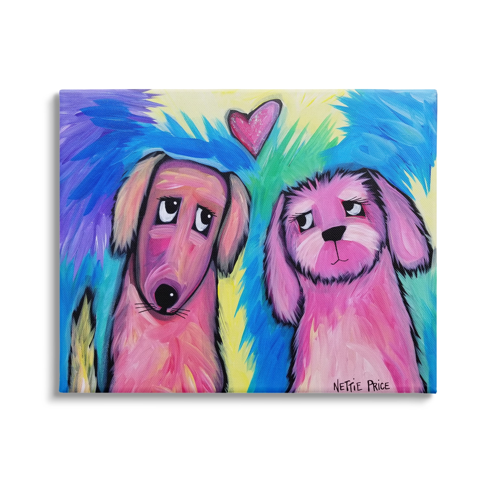 Stupell Industries Abstract Dog Friends Animals & Insects Painting Gallery Wrapped Canvas Print Wall Art, 40 x 30