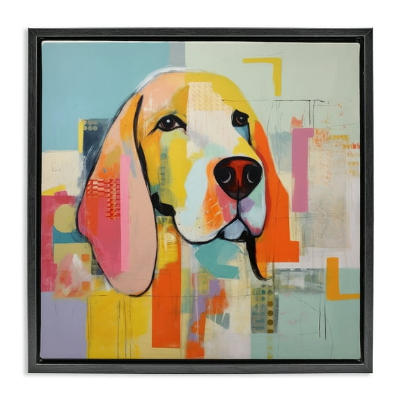 Stupell Industries Abstract Dog Portrait Animals & Insects Painting Black Floater Framed Canvas Art Print Wall Art, 18 x 18