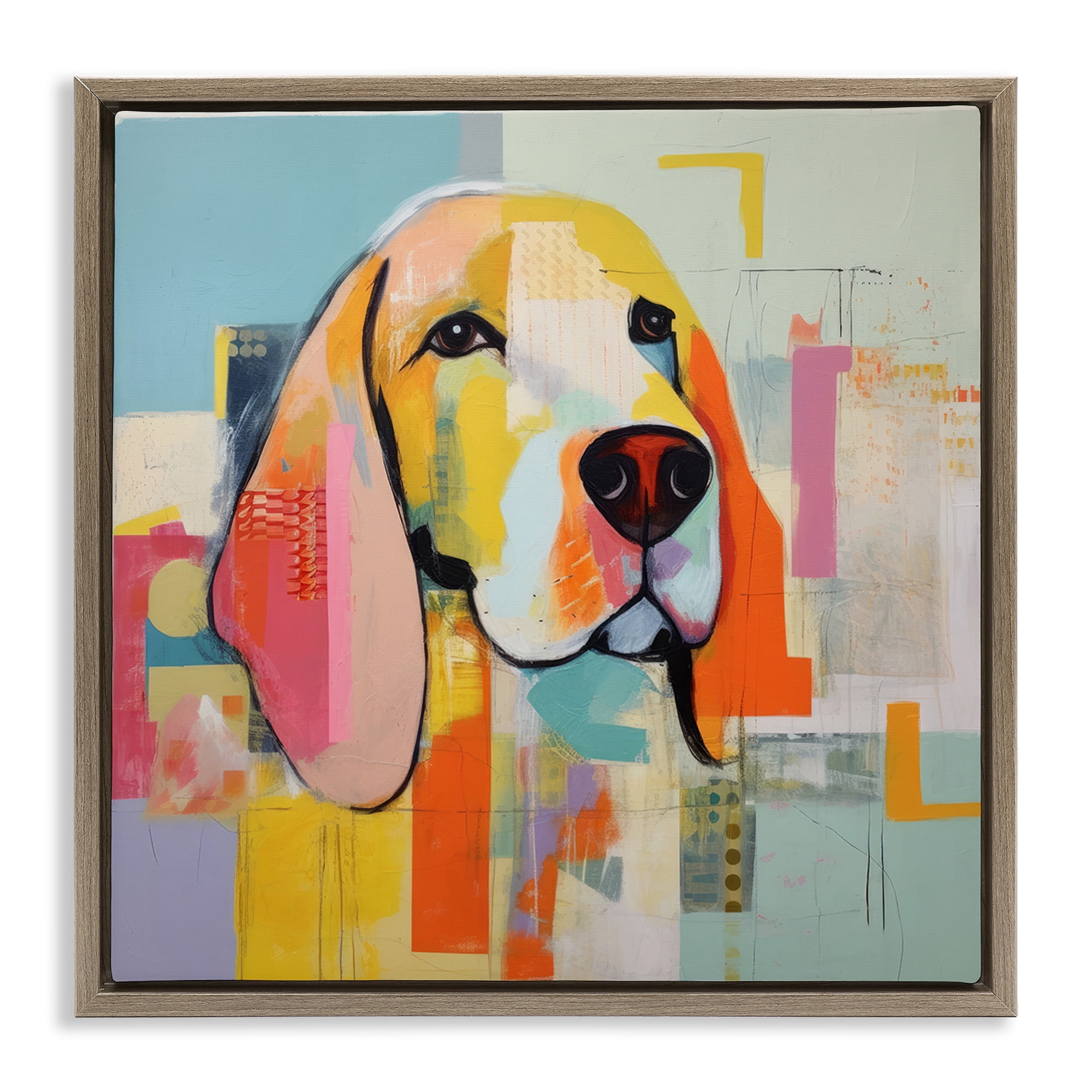Stupell Industries Abstract Dog Portrait Animals & Insects Painting Brown Floater Framed Canvas Art Print Wall Art, 25 x 25