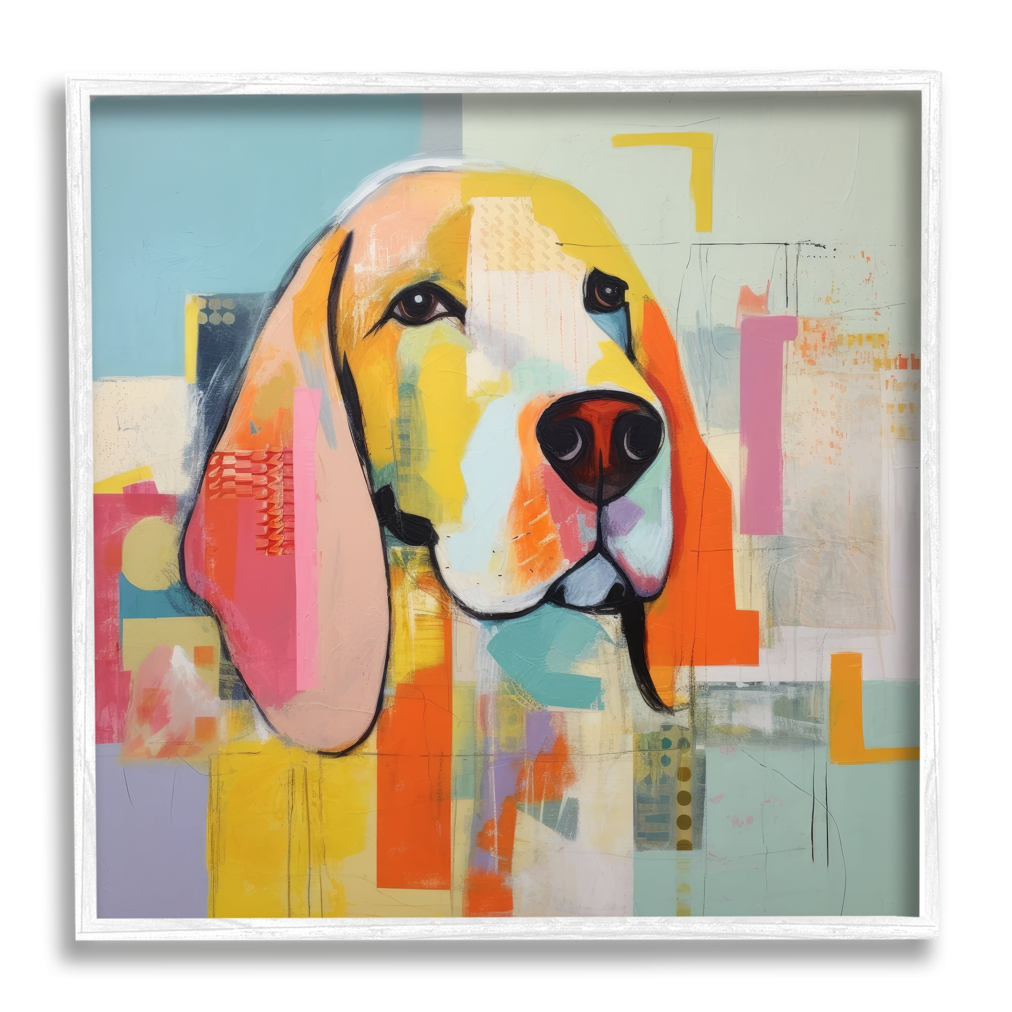 Stupell Industries Abstract Dog Portrait Animals & Insects Painting White Framed Art Print Wall Art, 12 x 12