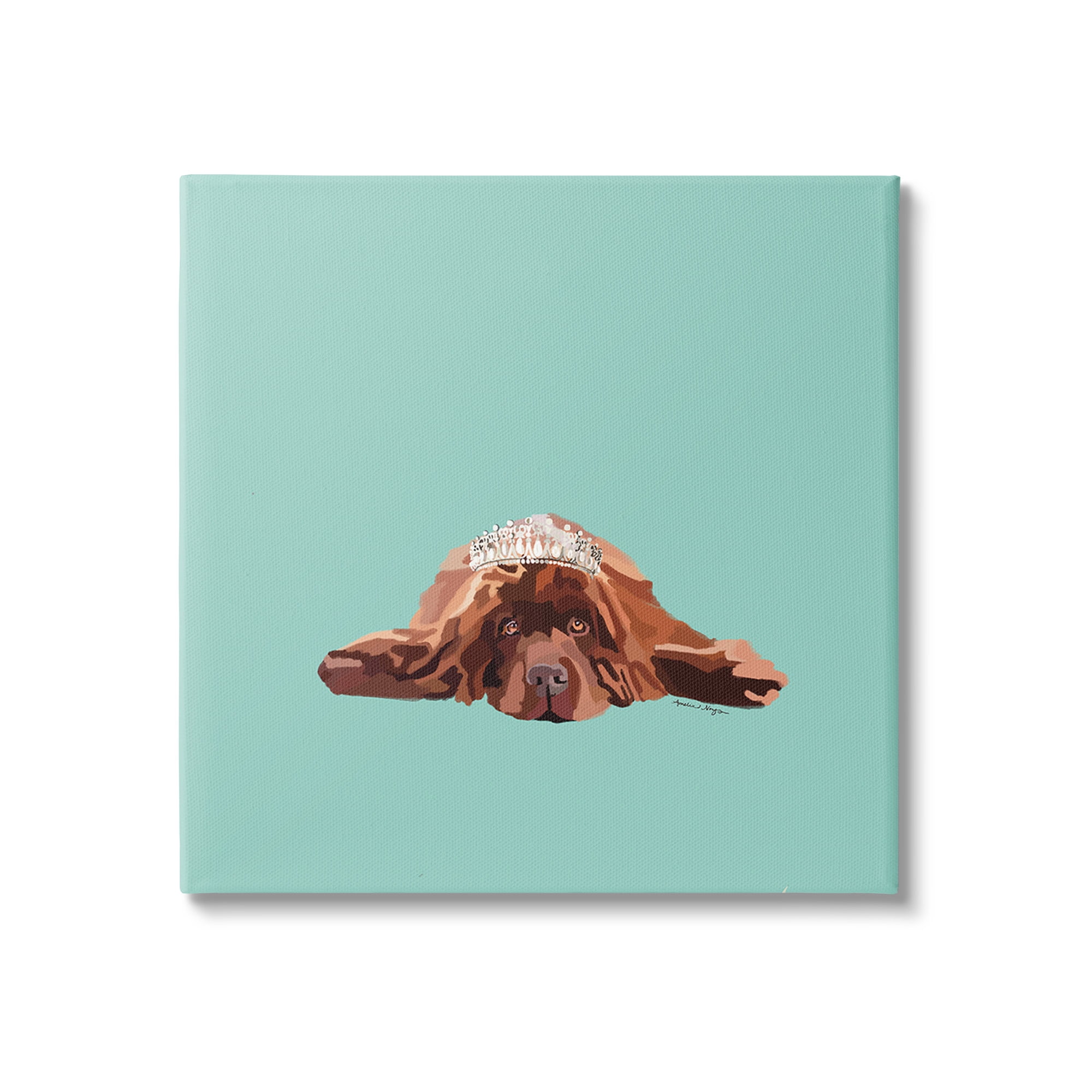 Stupell Industries Abstract Dog with Crown Animals & Insects Painting Gallery Wrapped Canvas Art Print Wall Art, 17 x 17