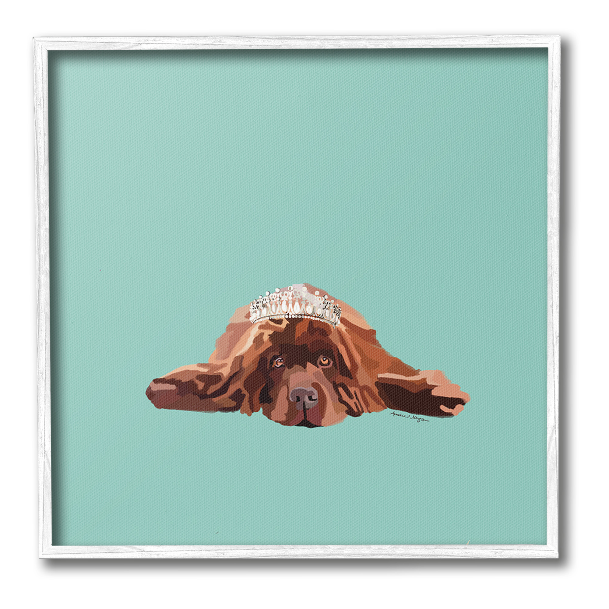 Stupell Industries Abstract Dog with Crown Animals & Insects Painting White Framed Art Print Wall Art, 12 x 12