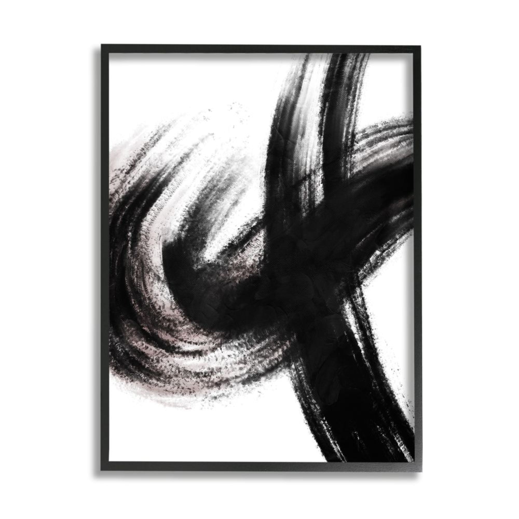 Stupell Industries Abstract Dominant Black Streak Pink Undertone Design by Onrei, 24" x 30", Black Framed