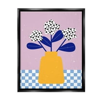 Stupell Industries Abstract Dotted Flowers Botanical & Floral Painting Black Floater Framed Canvas Art Print Wall Art, 17 x 21