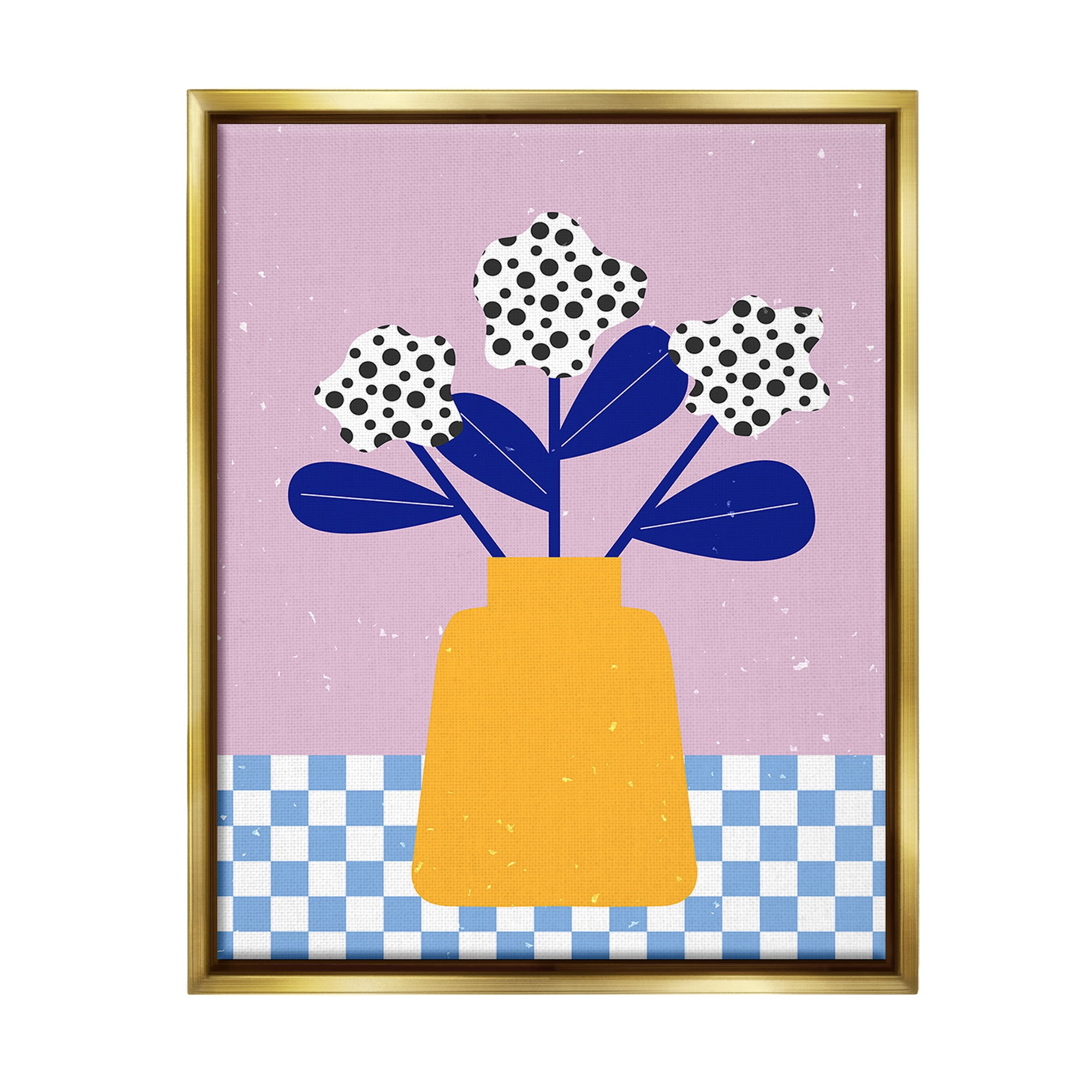 Stupell Industries Abstract Dotted Flowers Botanical & Floral Painting Gold Floater Framed Canvas Art Print Wall Art, 25 x 31