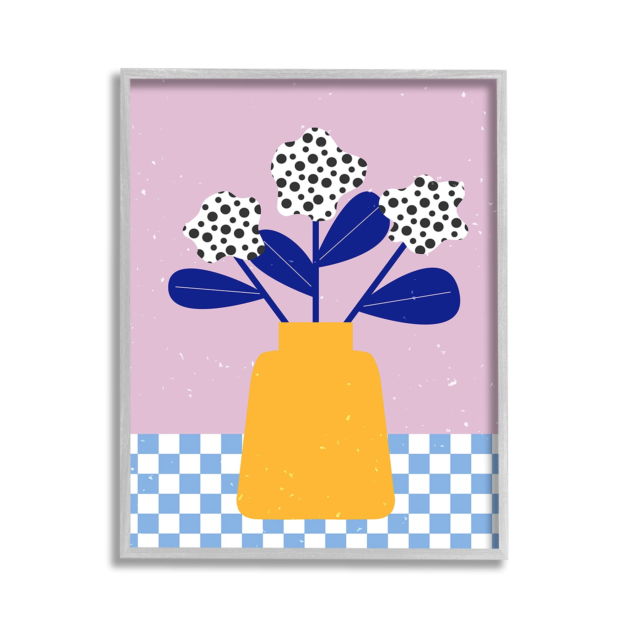 Stupell Industries Abstract Dotted Flowers Botanical & Floral Painting Gray Framed Art Print Wall Art, 11 x 14