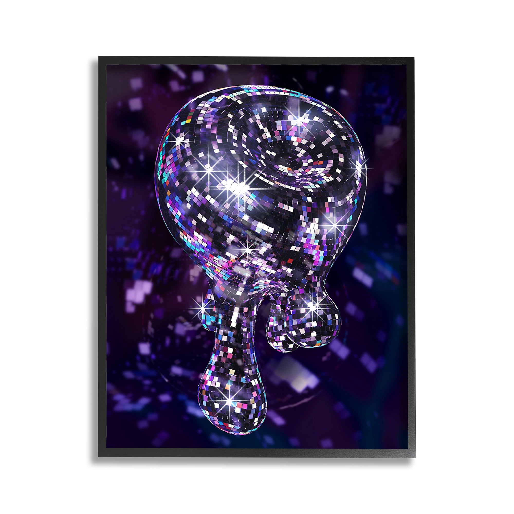 Stupell Industries Abstract Dripping Disco Abstract Painting Black Framed Art Print Wall Art, 11 x 14