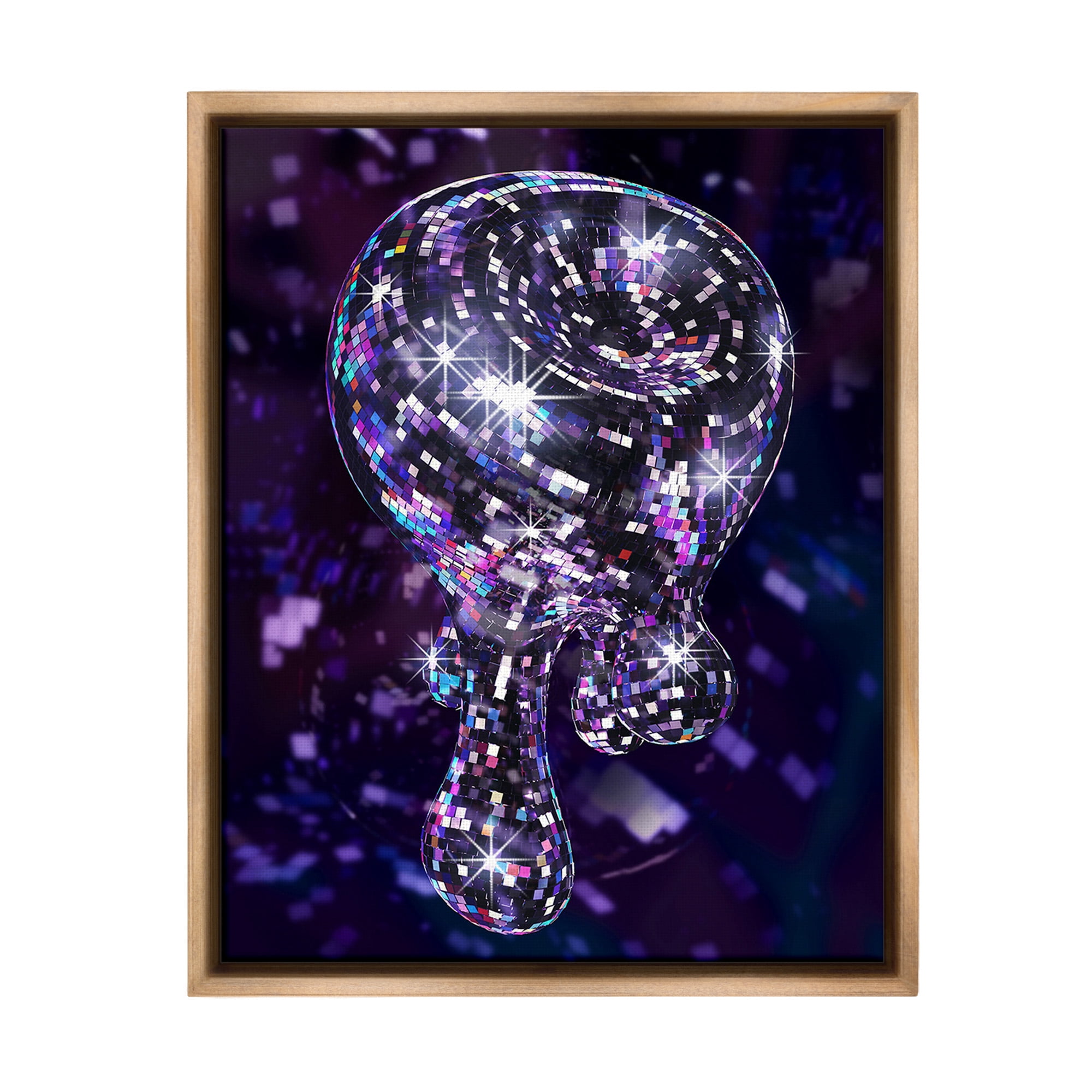 Stupell Industries Abstract Dripping Disco Abstract Painting Brown Floater Framed Canvas Art Print Wall Art, 17 x 21