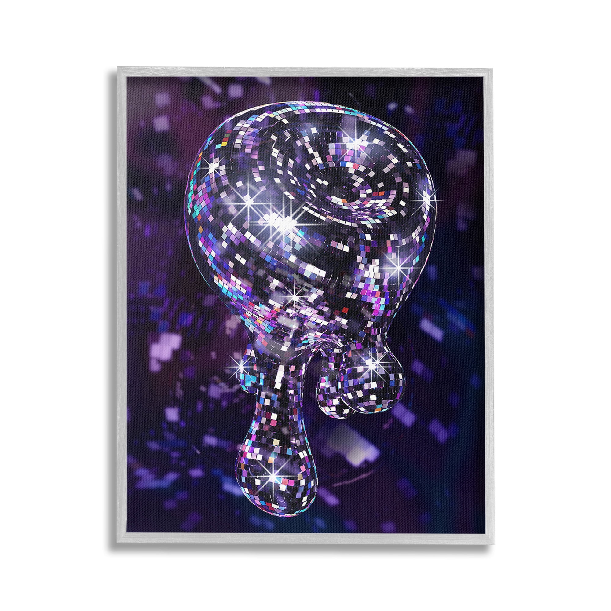 Stupell Industries Abstract Dripping Disco Abstract Painting Gray Framed Art Print Wall Art, 16 x 20