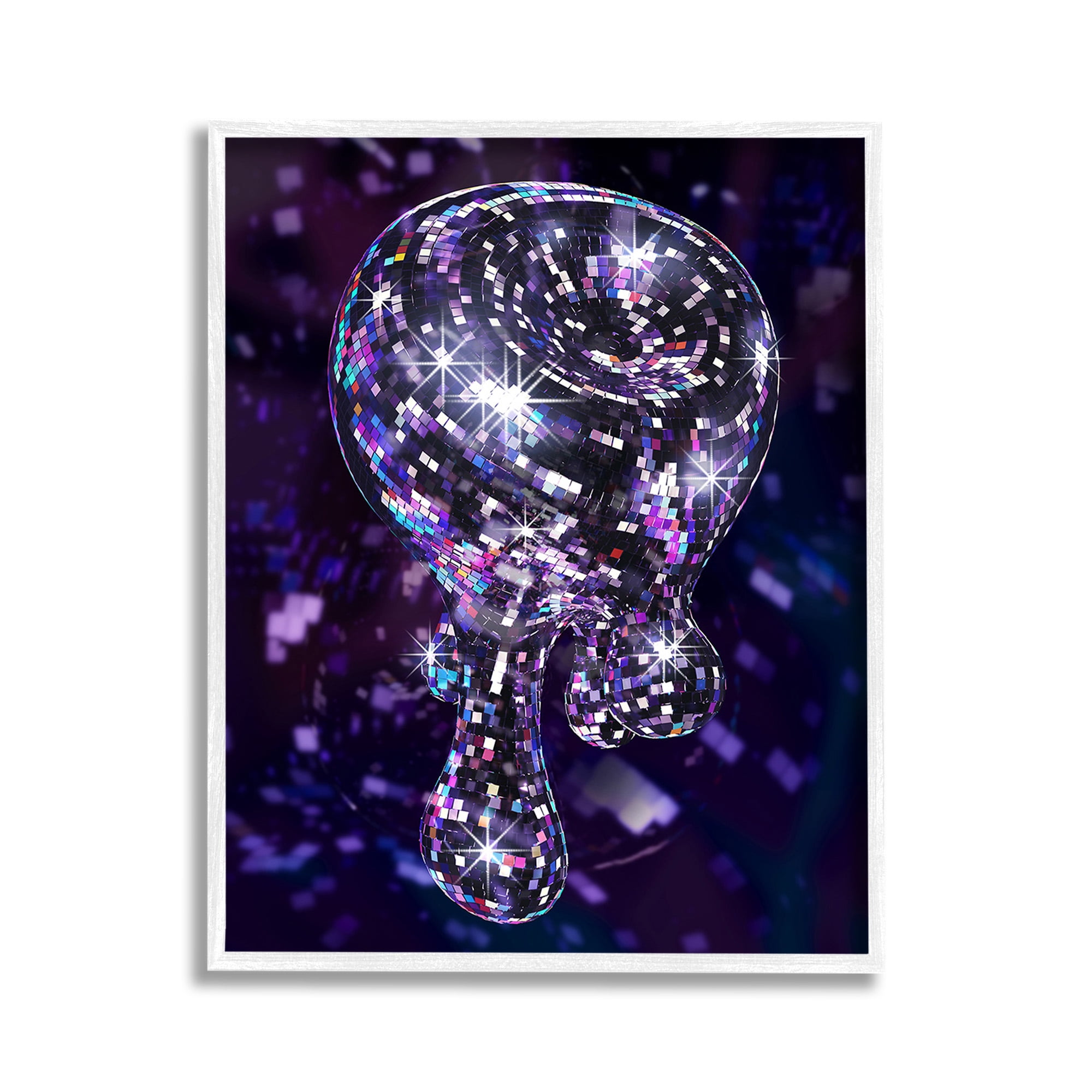 Stupell Industries Abstract Dripping Disco Abstract Painting White Framed Art Print Wall Art, 11 x 14