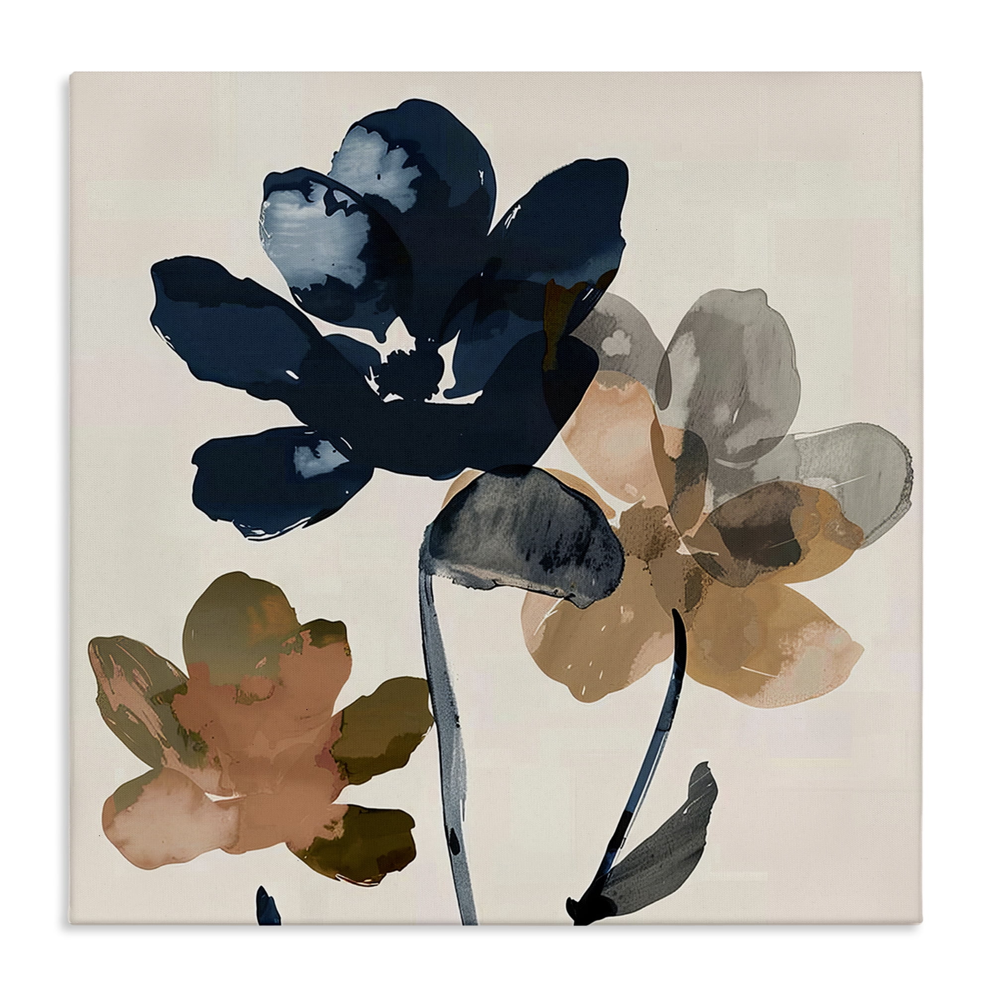 Stupell Industries Abstract Earth Tone Blooms Plants & Flowers Painting Wrapped Canvas Art Print Wall Art, 17 x 17