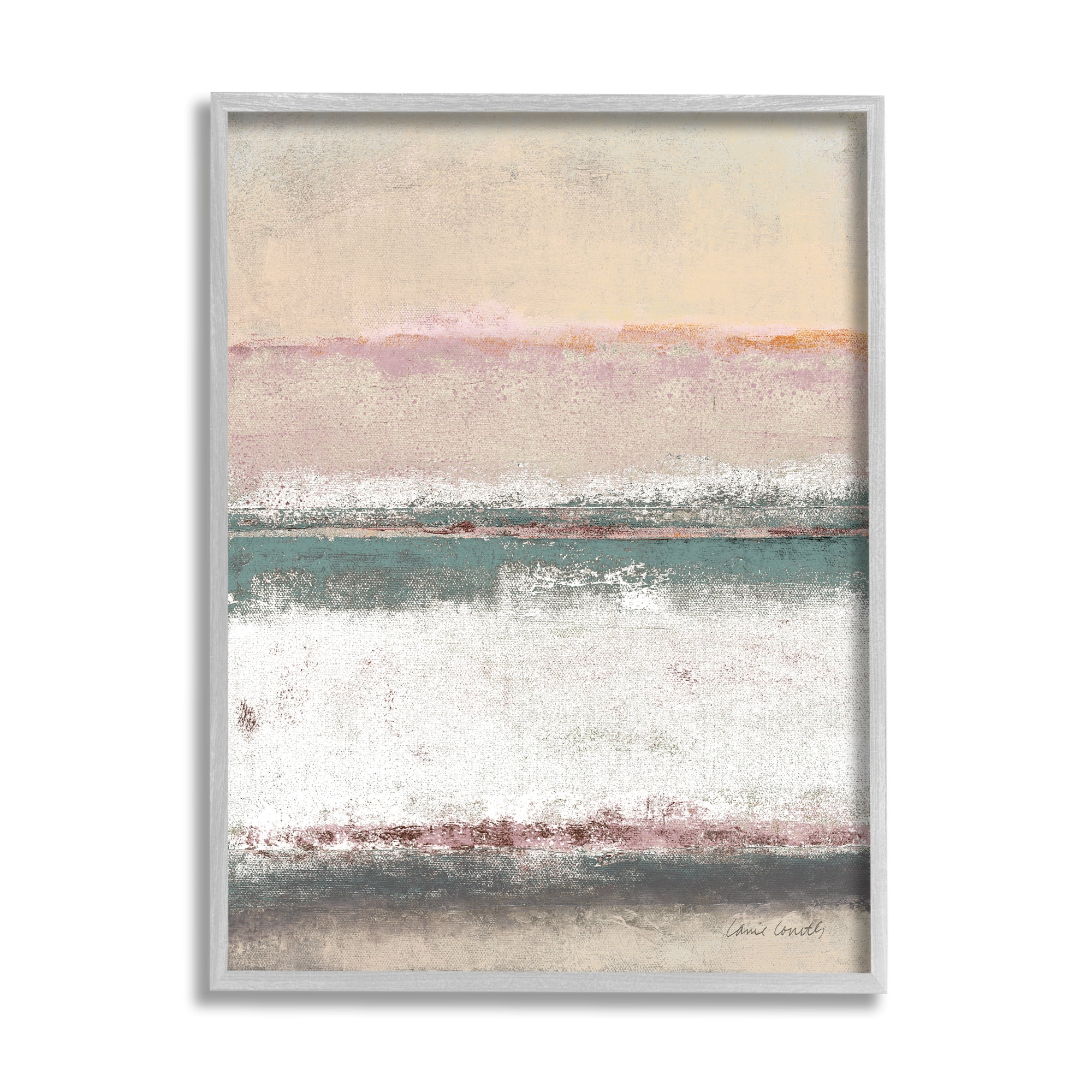 Stupell Industries Abstract Earth Tone Layers Beige White Blue Graphic Art Gray Framed Art Print Wall Art, 11x14, by Lanie Loreth