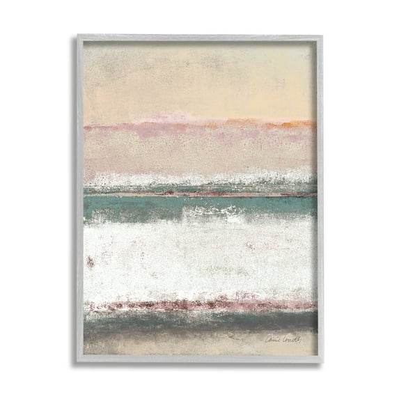 Stupell Industries Abstract Earth Tone Layers Beige White Blue Graphic Art Gray Framed Art Print Wall Art, 11x14, by Lanie Loreth