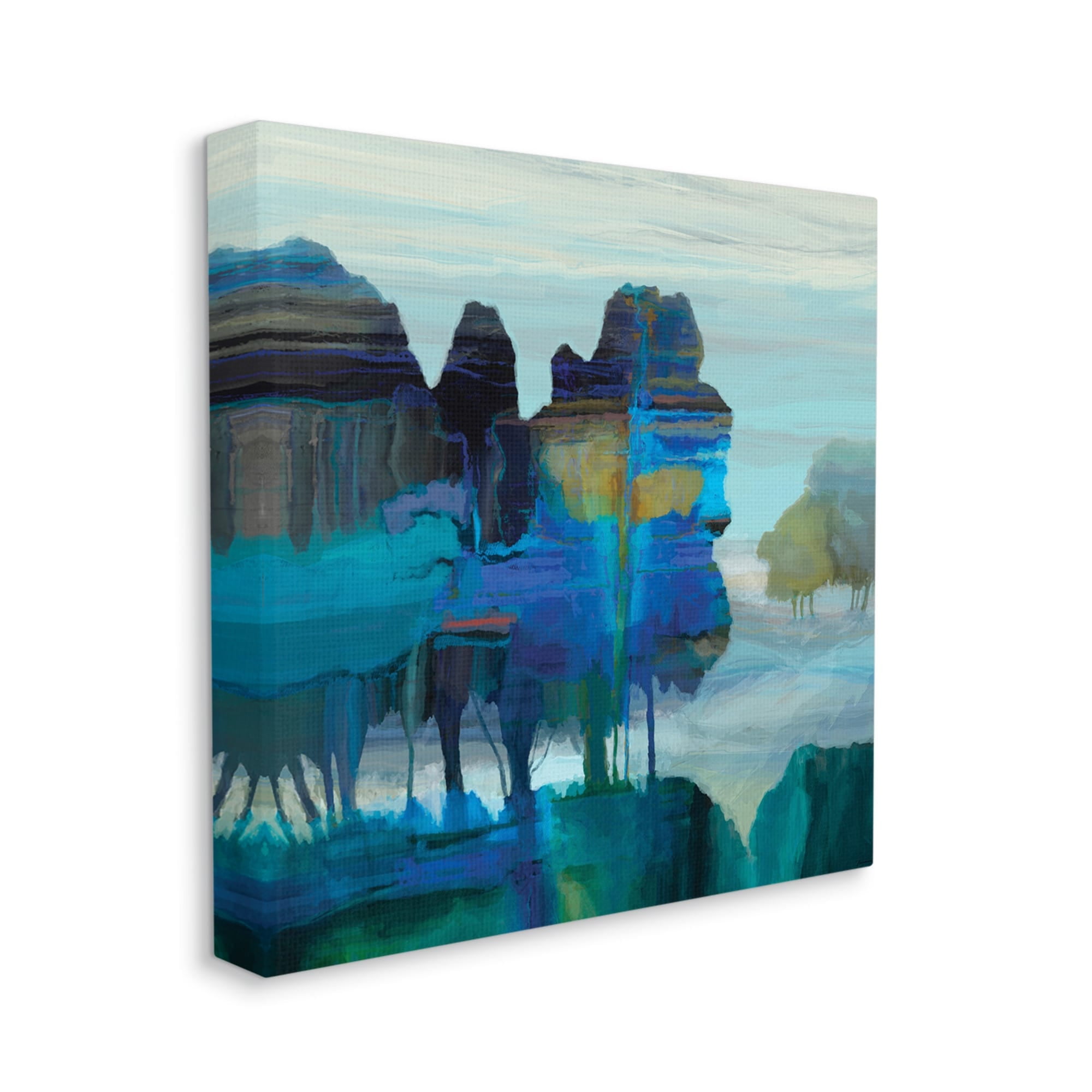 Stupell Industries Abstract Eerie Forest Landscape Blue Brown Trees,36 x 36,Designed by Michael Tienhaara