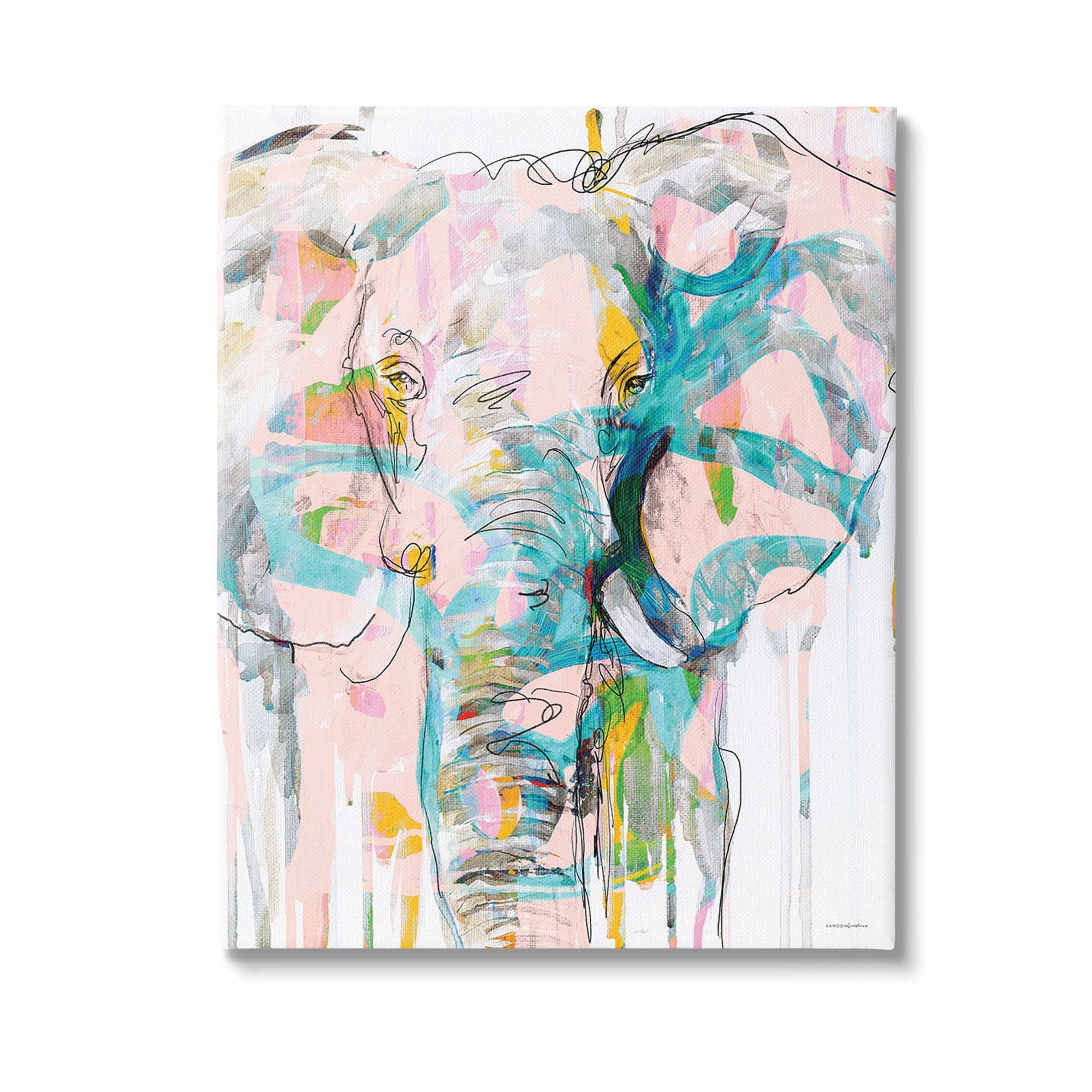 Stupell Industries Abstract Elephant Doodle Animals & Insects Painting Gallery Wrapped Canvas Art Print Wall Art, 16 x 20