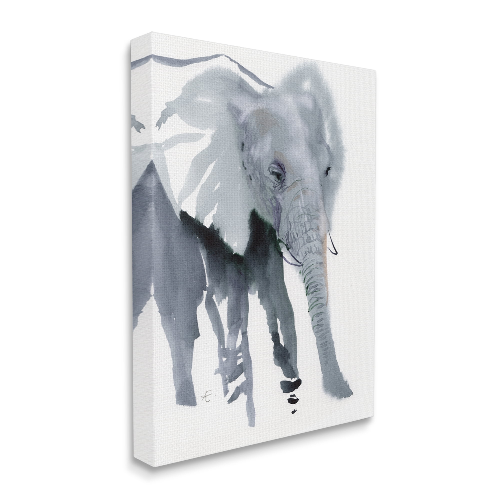 Stupell Industries Abstract Elephant March Grey Safari Animal Watercolor Animals & Insects Painting Gallery Wrapped Canvas Print Wall Art, 36 x 48