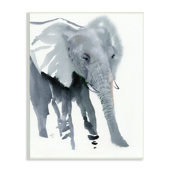 Stupell Industries Abstract Elephant March Grey Safari Animal Watercolor Animals & Insects Painting Unframed Art Print Wall Art, 10 x 15