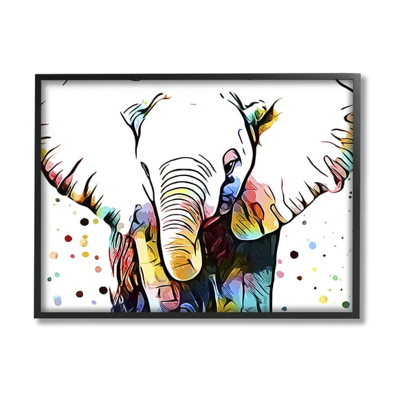 Stupell Industries Abstract Elephant Portrait Vibrant Pattern Expressive Polka Dots, 14 x 11,Design by Ashley Aldridge