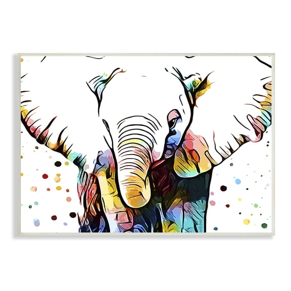 Stupell Industries Abstract Elephant Portrait Vibrant Pattern Expressive Polka Dots, 15 x 10,Design by Ashley Aldridge