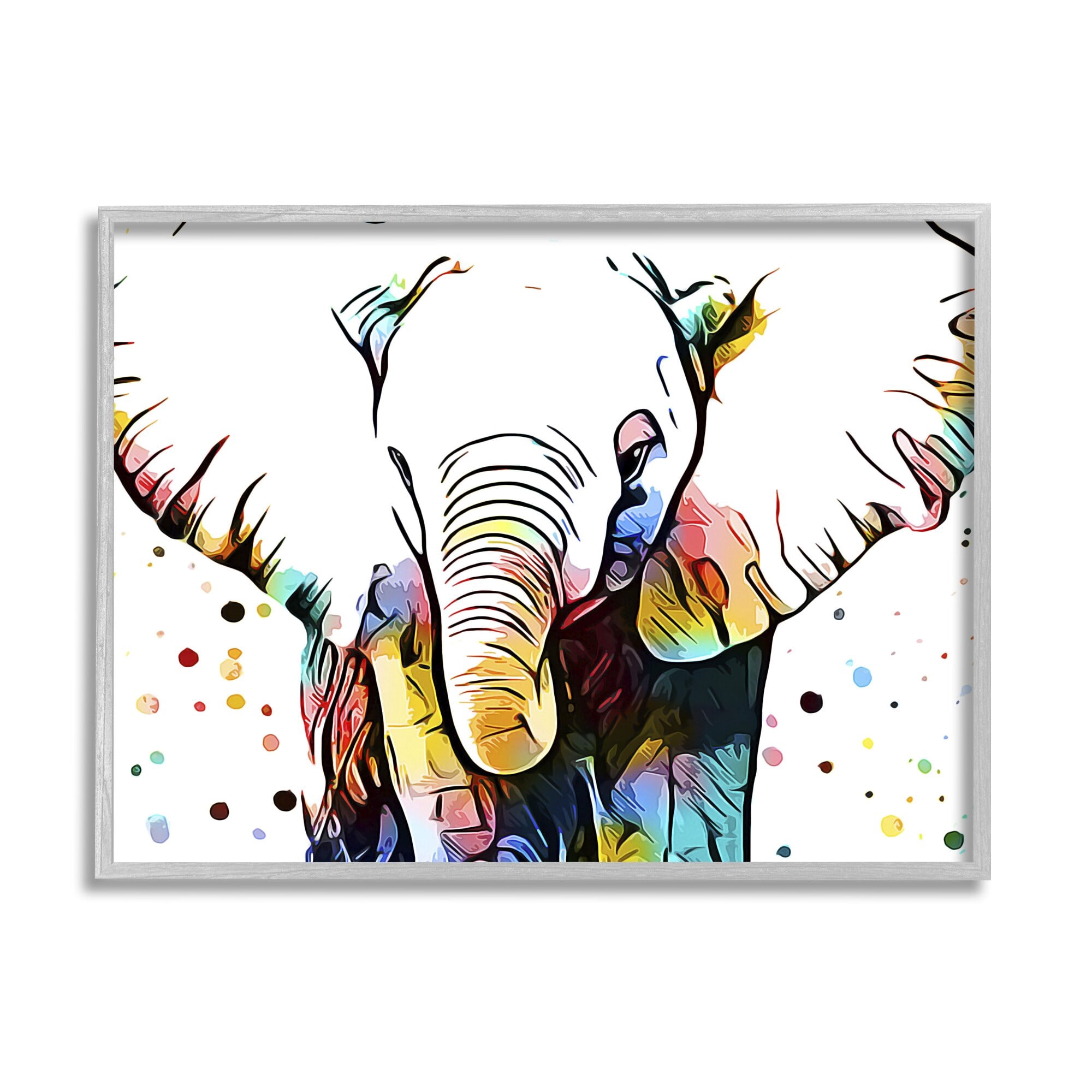 Stupell Industries Abstract Elephant Portrait Vibrant Pattern Expressive Polka Dots, 20 x 16,Design by Ashley Aldridge