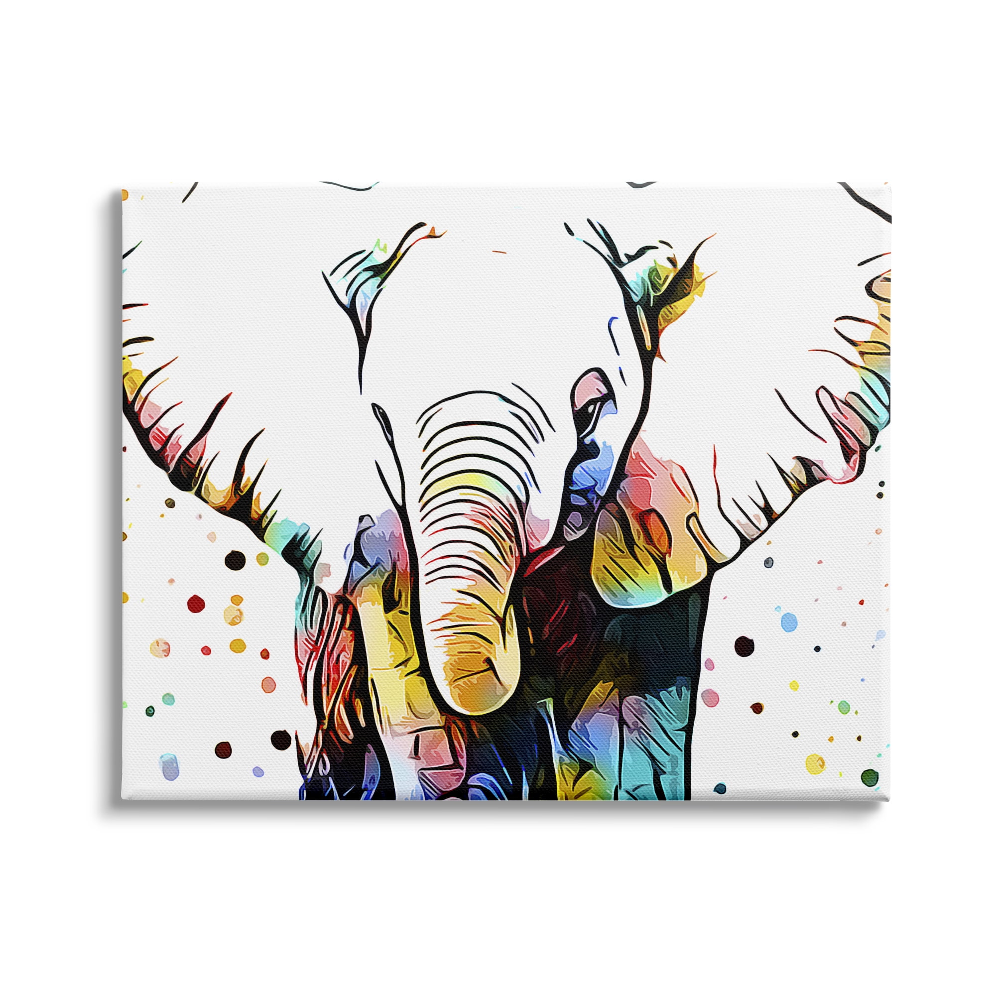Stupell Industries Abstract Elephant Portrait Vibrant Pattern Expressive Polka Dots, 48 x 36,Design by Ashley Aldridge
