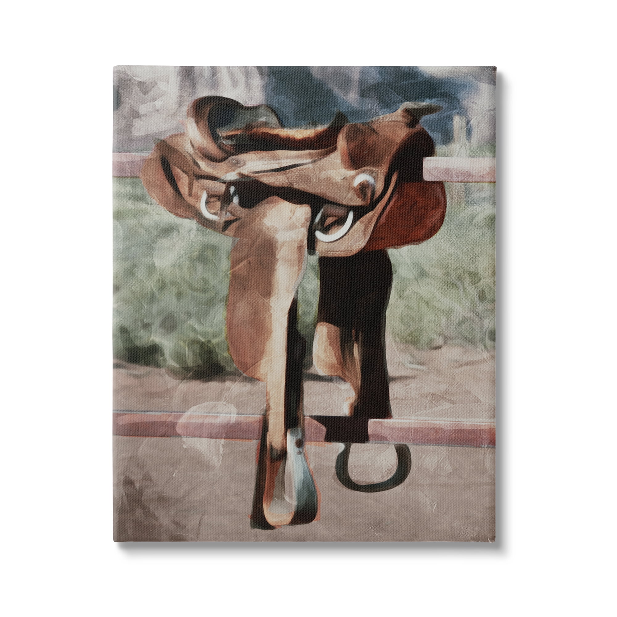 Stupell Industries Abstract Equestrian Saddle Landscape Painting Gallery Wrapped Canvas Art Print Wall Art, 24 x 30