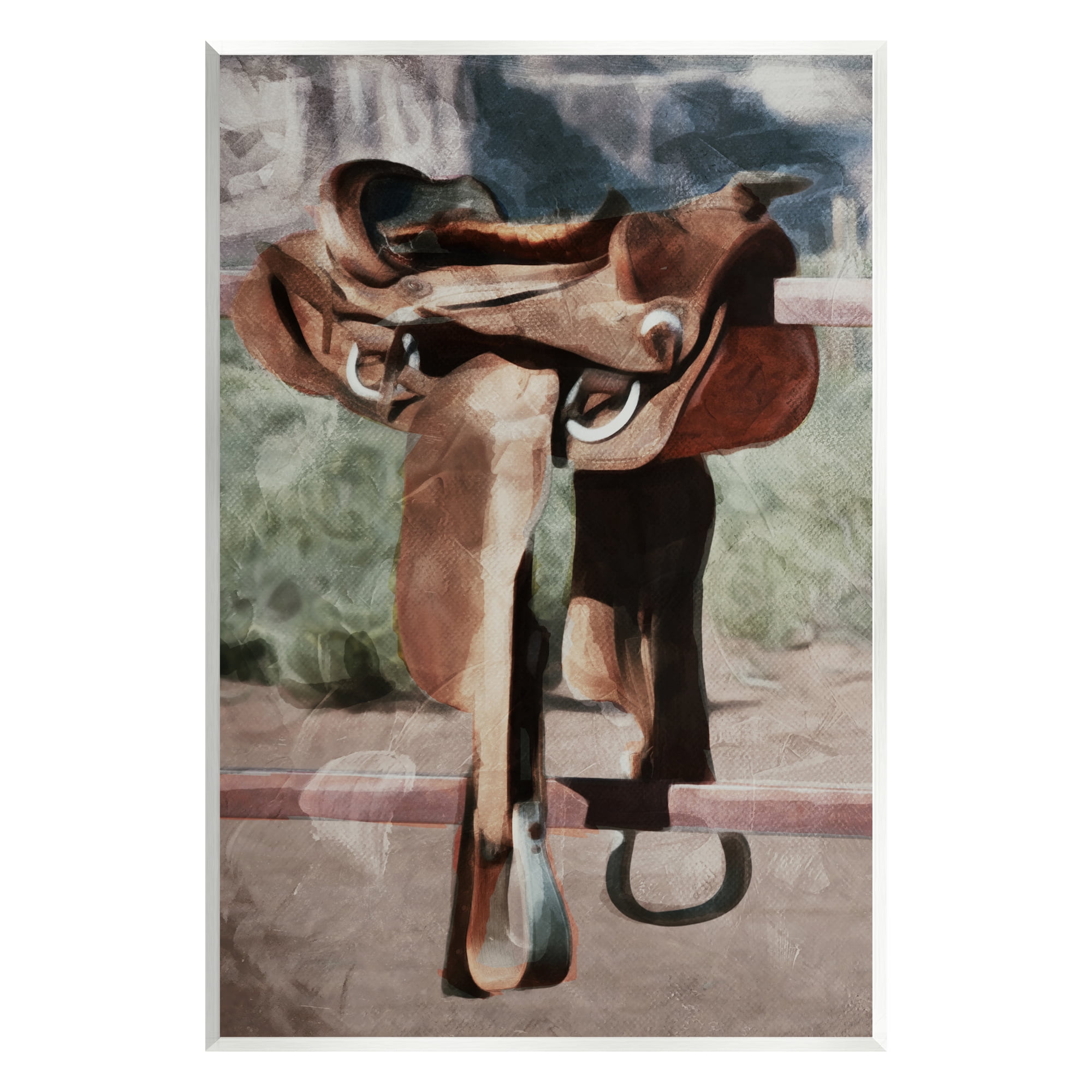 Stupell Industries Abstract Equestrian Saddle Landscape Painting Unframed Art Print Wall Art, 10 x 15