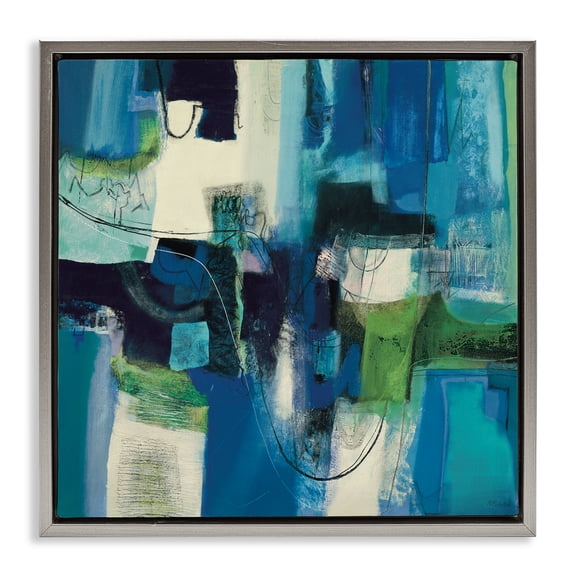 Stupell Industries Abstract Essenza Composition Gray Framed Floater Canvas Wall Art design by Maurizio Piovan, 25 x 25