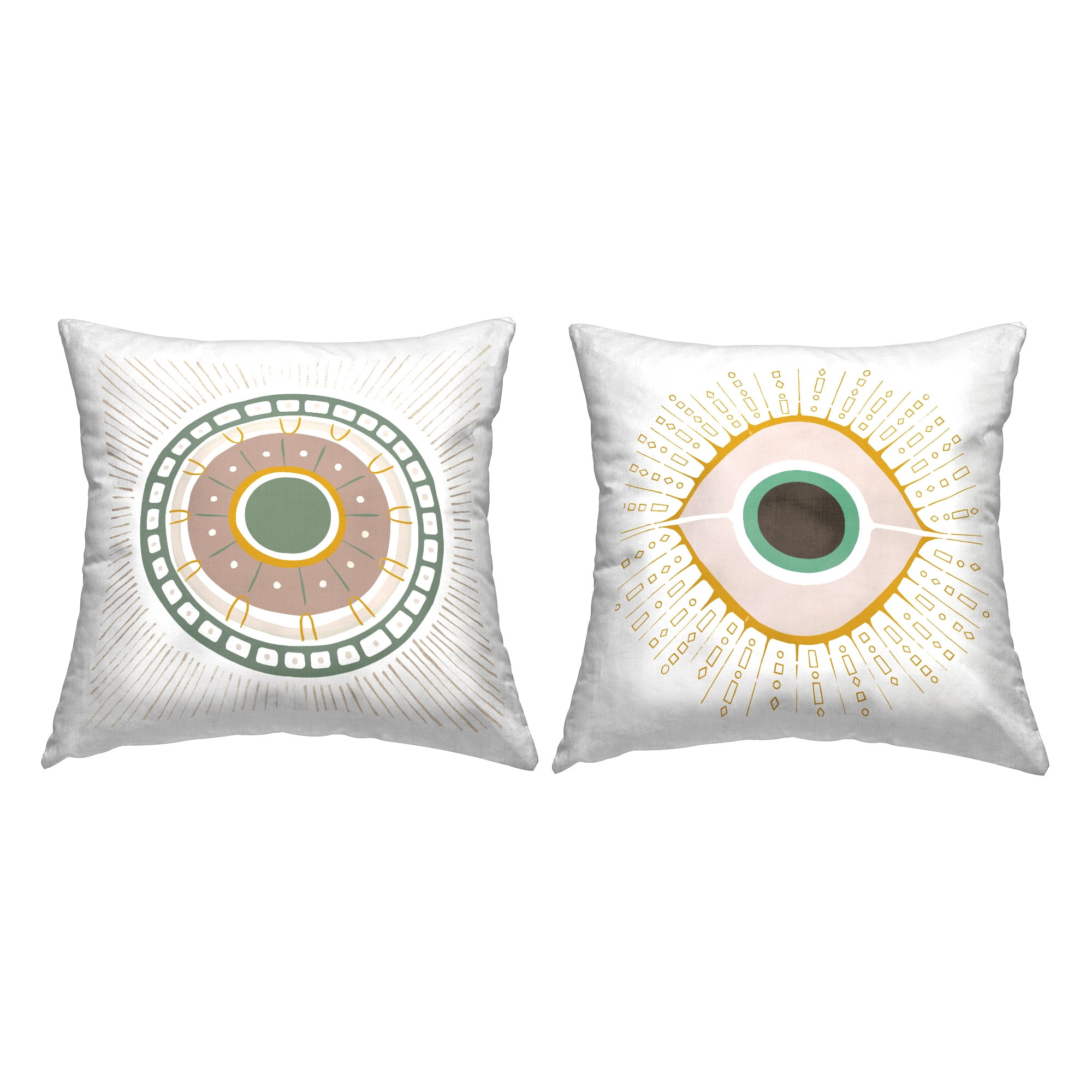 Stupell Industries Abstract Evil Eye Symbols Square Decorative Printed Throw Pillow, 18 x 18, Set of 2