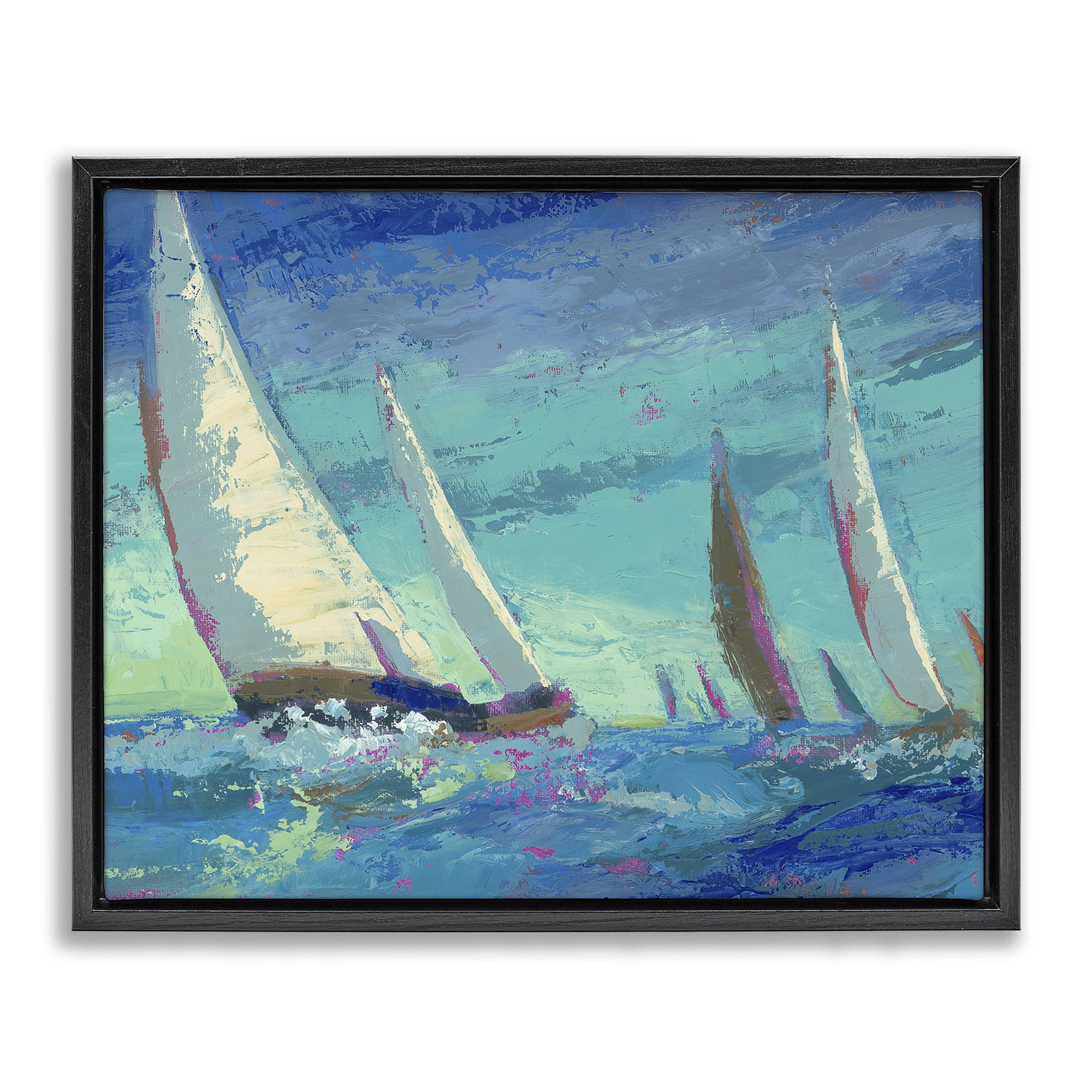 Stupell Industries Abstract Expression Regatta Black Framed Floater Canvas Wall Art, design by Beth A. Forst