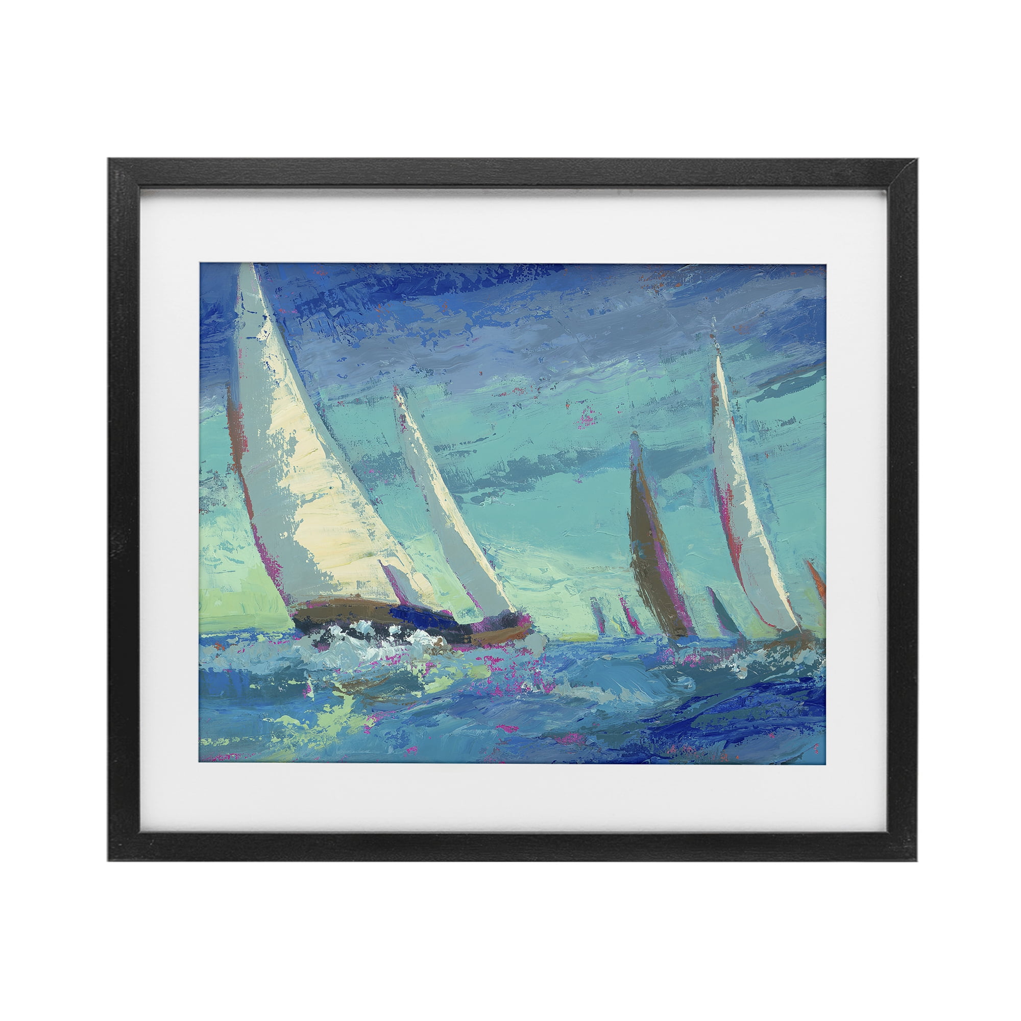 Stupell Industries Abstract Expression Regatta Black Framed Print Under Glass, design by Beth A. Forst