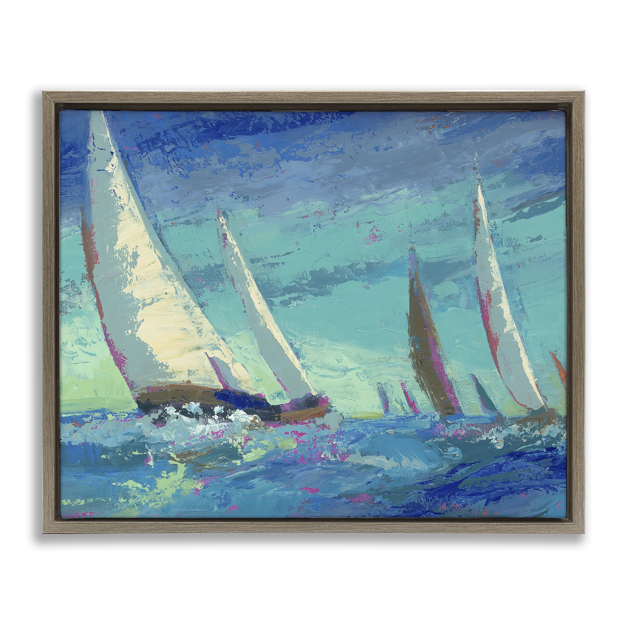 Stupell Industries Abstract Expression Regatta Brown Framed Floater Canvas Wall Art, design by Beth A. Forst