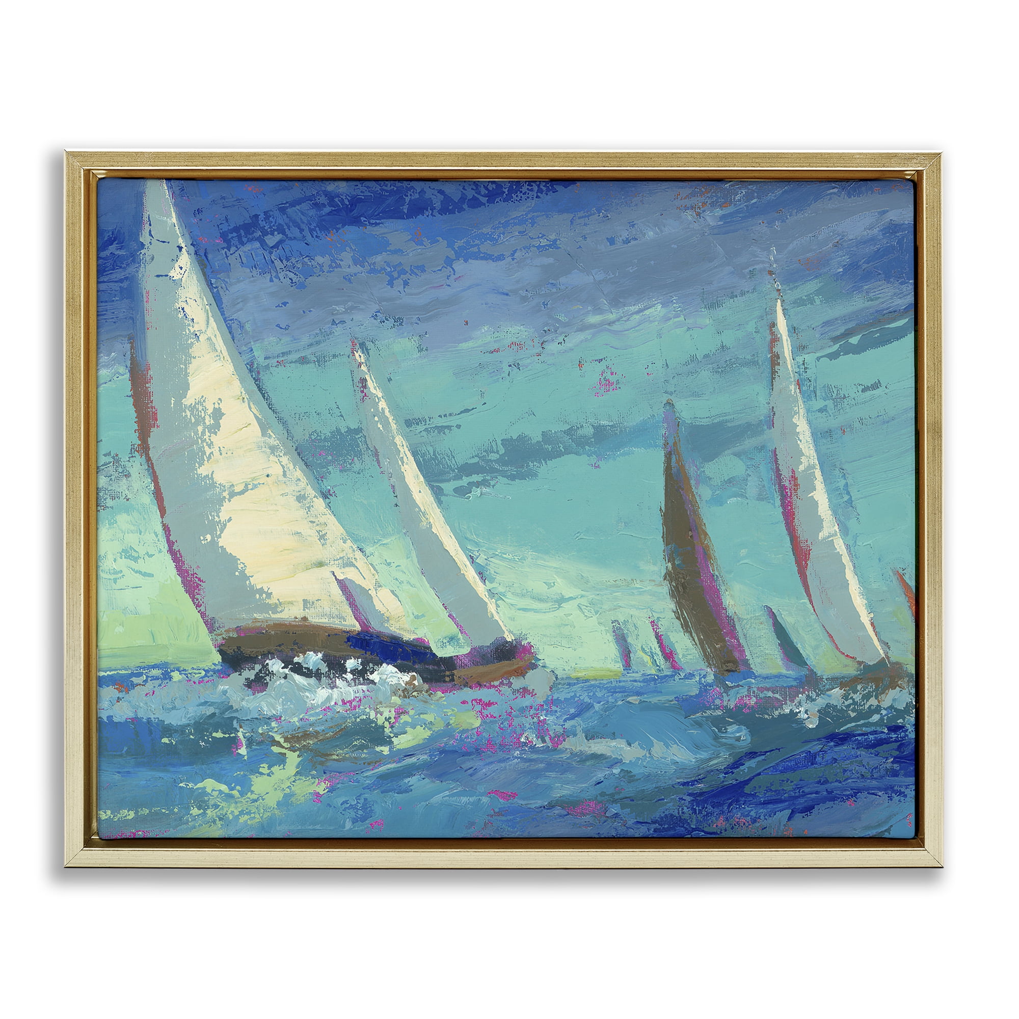 Stupell Industries Abstract Expression Regatta Gold Framed Floater Canvas Wall Art, design by Beth A. Forst