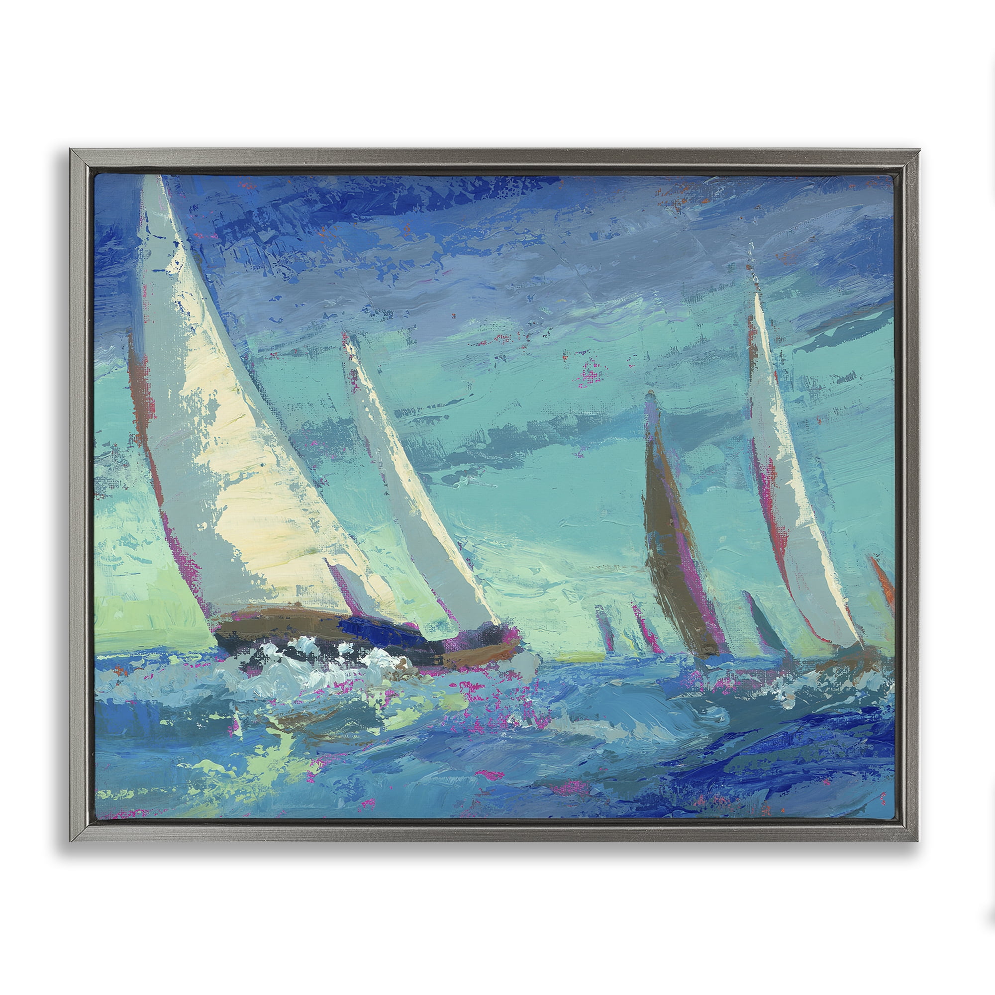 Stupell Industries Abstract Expression Regatta Gray Framed Floater Canvas Wall Art, design by Beth A. Forst